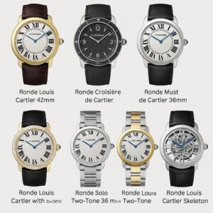  image of Ronde Louis Cartier 42mm Auto, Ronde Croisière de Cartier, Ronde Must de Cartier 36mm,  Ronde Must de Cartier 40mm, Ronde Louis Cartier with Diamonds, Ronde Solo Two-Tone 36mm, Ronde Louis Cartier Skeleton