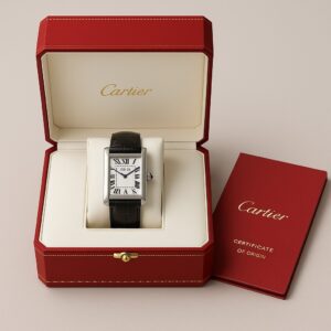 cartier watch in a watch box with papers of originality