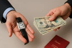 trading cartier tank watch for cash 