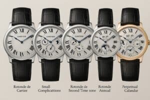 Rotonde de Cartier Time-Only, Rotonde de Cartier Small Complications, Rotonde de Cartier Second Time Zone Day/Night, Rotonde de Cartier Annual Calendar, Rotonde de Cartier Perpetual Calendar